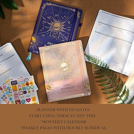Ospelelf Undated Daily Planner Weekly Monthly Hourly Planners 12 Months Productivity Aesthetic Journey